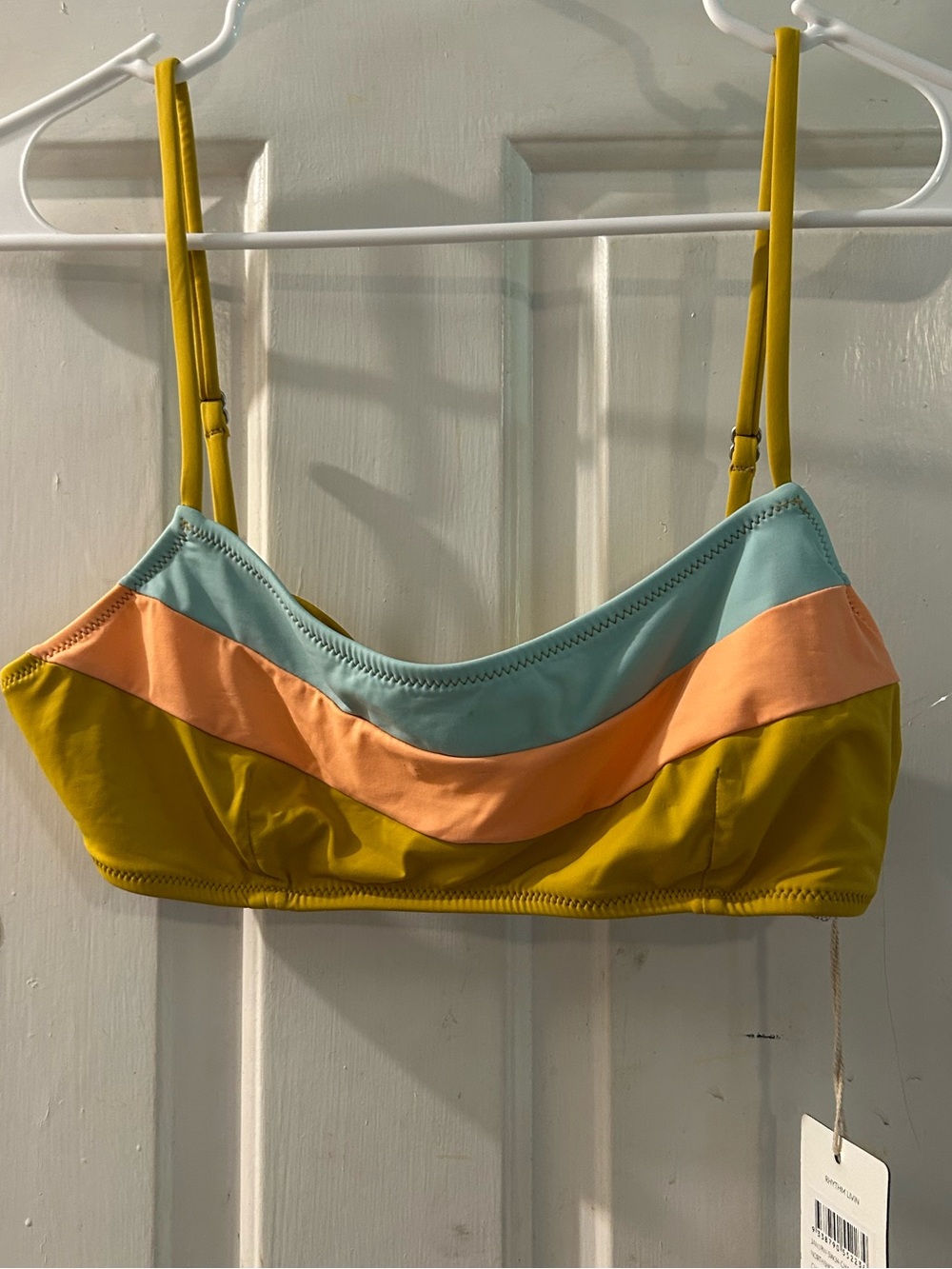 Rhythm Colorblock Bikini Top in Mustard, Peach & Aqua
